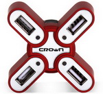 Хаб USB CROWN CMH-B09 red