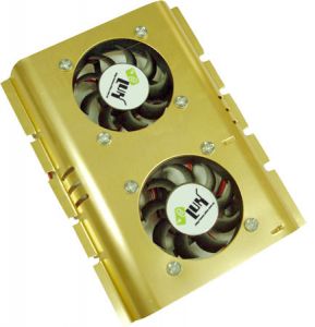 Вентилятор для HDD @LUX™ LC-HD2: aluminium, 2*5cmFAN, 4-pin, gold colour, 128*100*15, FULL UkrRetail colour pack