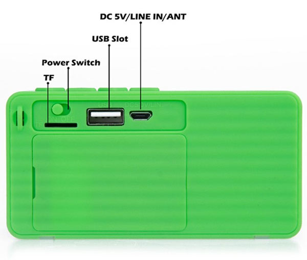 Компактная Стерео-колонка портативная, с автономным питанием и съёмным аккумулятором. Удобна для подключения планшета, ноутбука, мобильного телефона, MP4-плеера и пр.