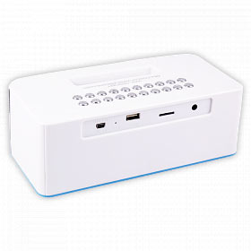 Компактна Стерео-колонка UBS-253 LED ГОДИННИК з будильником і підставкою. Зручна для підключення планшета, ноутбука, мобільного телефону, MP4-плеєра та ін.