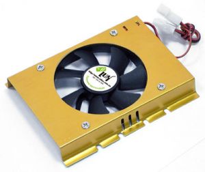 Вентилятор для HDD @LUX™ LC-HD1: aluminium, 1*8cmFAN, 4-pin, gold colour, 128*100*15,  FULL UkrRetail colour pack